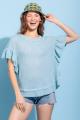 Waffle Knit w/ruffle sleeve top