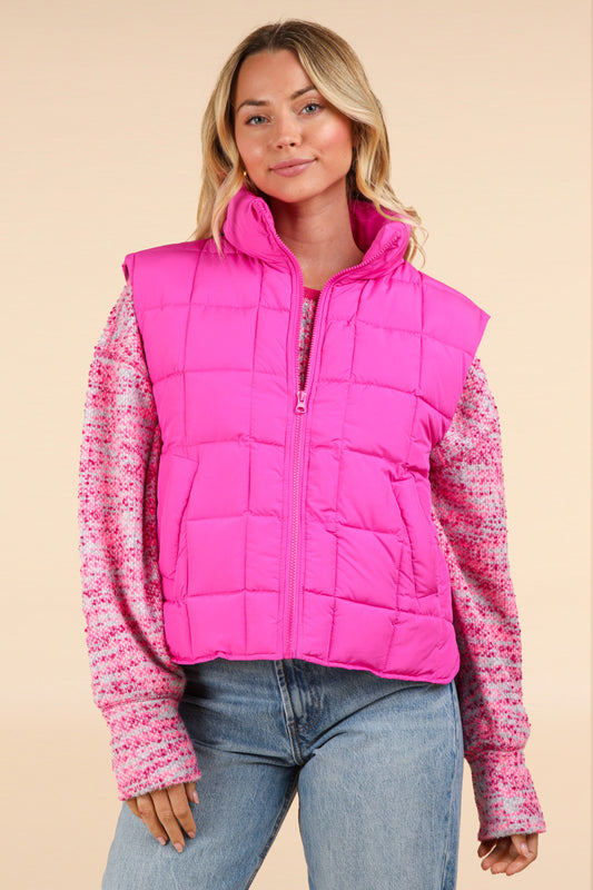 The Fuchsia Frost Puffer Vest