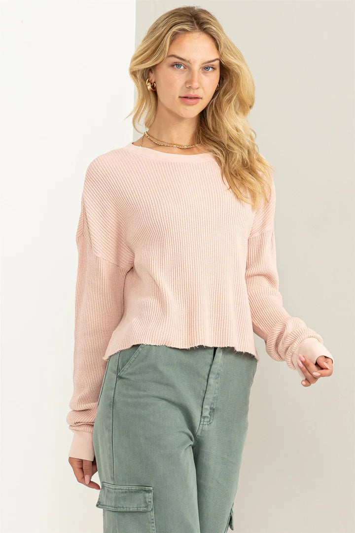 Keeping It Casual Waffle Knit Long Sleeve