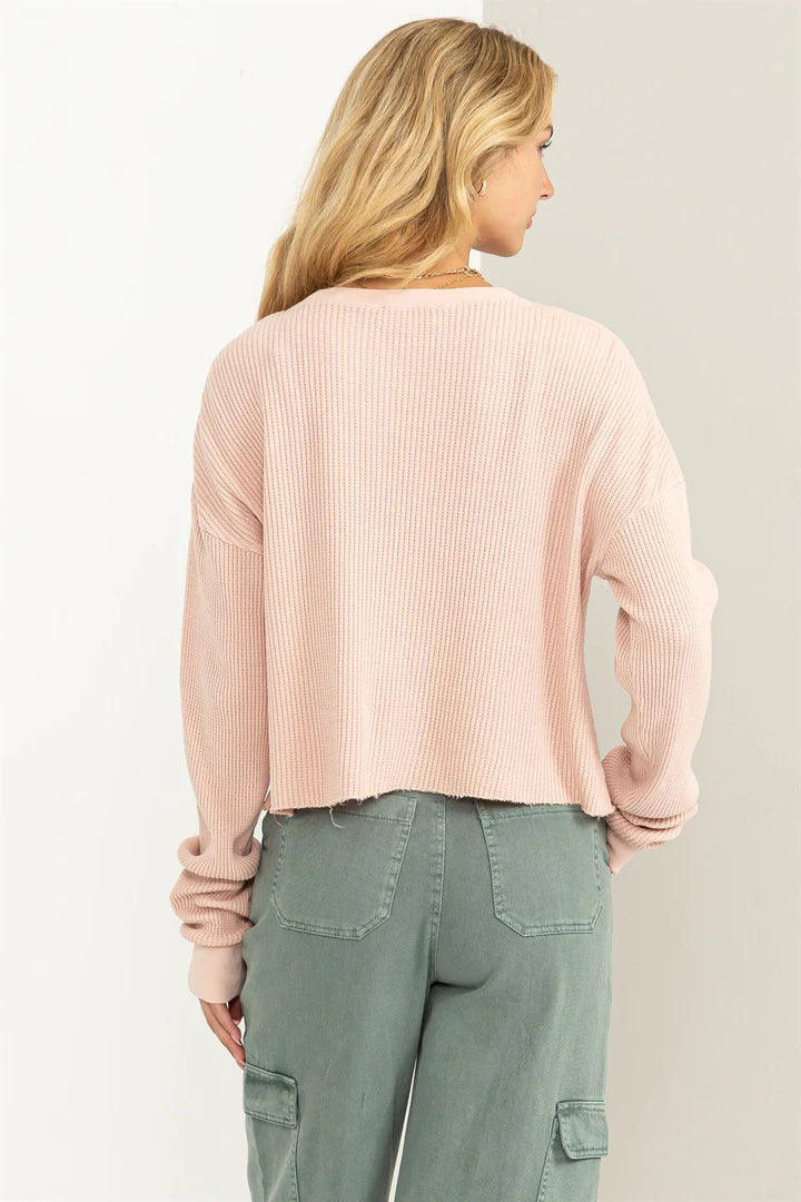 Keeping It Casual Waffle Knit Long Sleeve