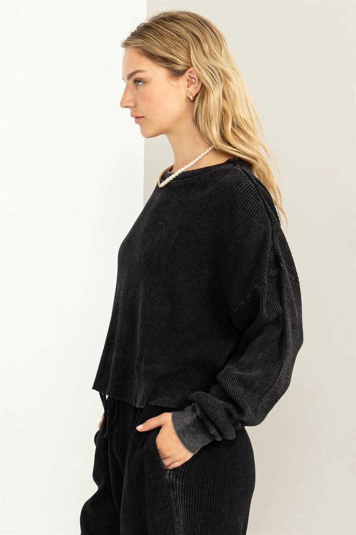 Keeping It Casual Waffle Knit Long Sleeve