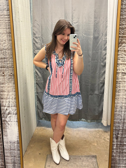 All-American Charm Sleeveless Dress - Americana Collection
