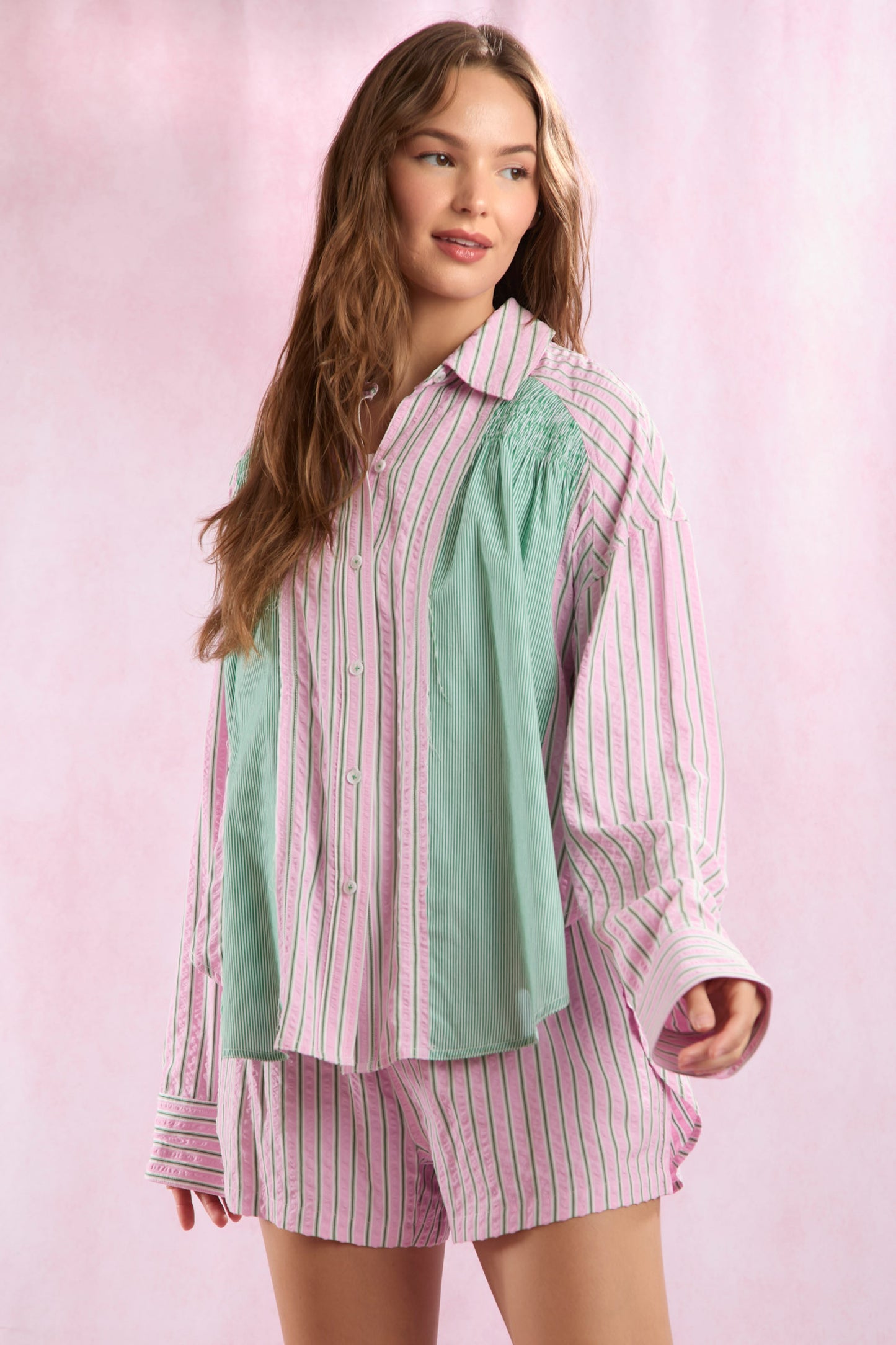 Pink Meadows Stripe Detail Shirt