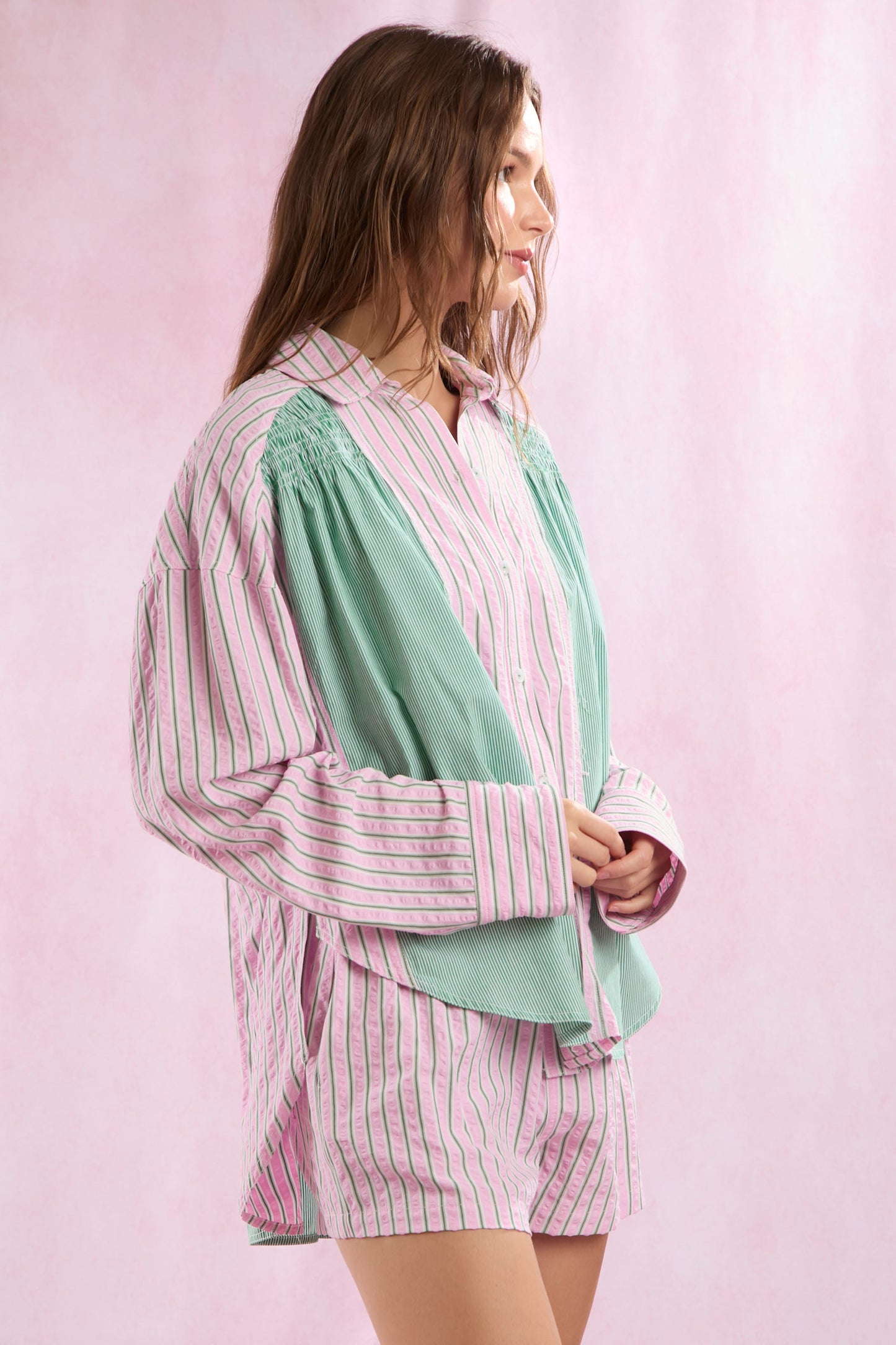 Pink Meadows Stripe Detail Shirt