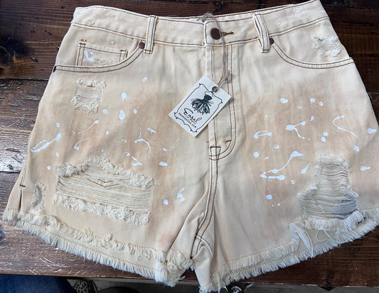 Denim Paint Splatter Shorts