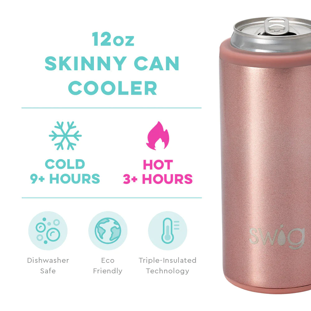 Shimmer Rose Gold Skinny Can Cooler (12oz)