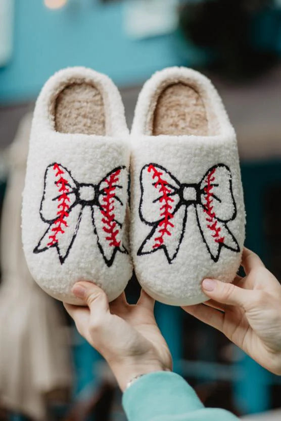Baseball Bow Slippers